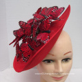 Vibrant Red Tear Drop Fascinator with Red Monarch Butterflies For Ladies Party